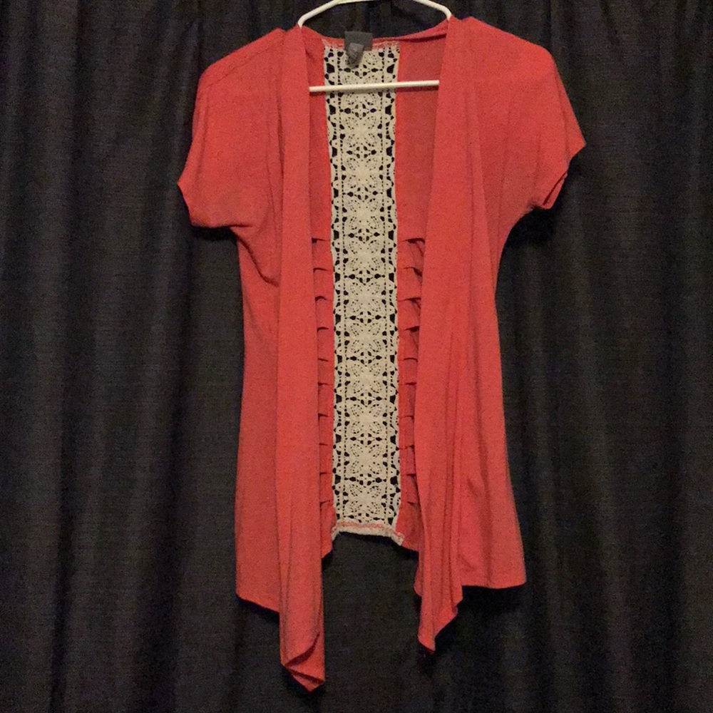 Pink short sleeve cardigan